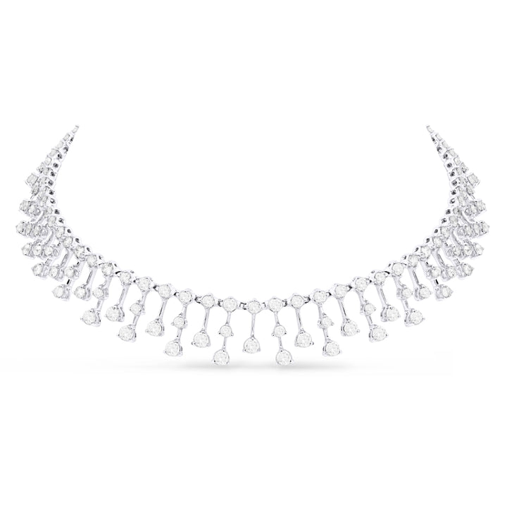 Beautiful Hand Crafted 18K White Gold White Diamond Aspen Collection Necklace