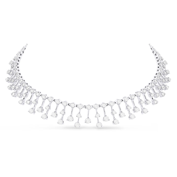 Beautiful Hand Crafted 18K White Gold White Diamond Aspen Collection Necklace