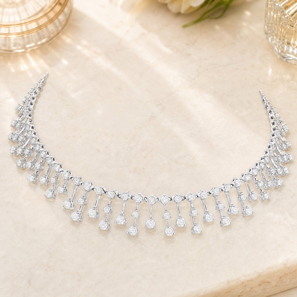 DN1185 - 18K White Gold Diamond Cocktail Necklace