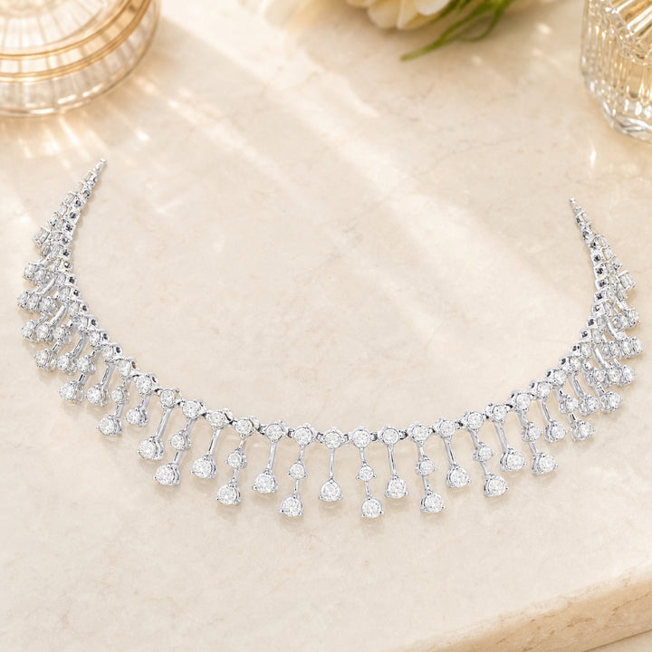 DN1185 - 18K White Gold Diamond Cocktail Necklace