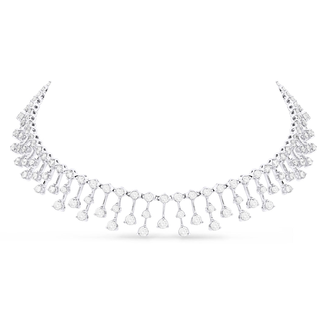 Beautiful Hand Crafted 18K White Gold White Diamond Aspen Collection Necklace