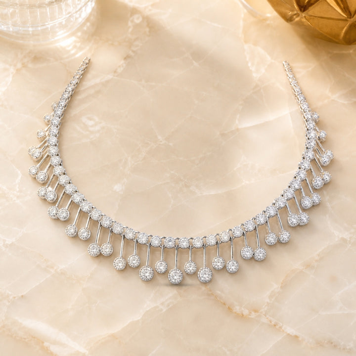 DN1784 - 18K White Gold Diamond Cocktail Necklace