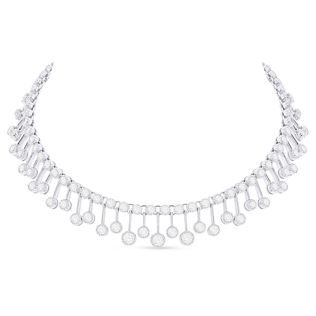 Beautiful Hand Crafted 18K White Gold White Diamond Aspen Collection Necklace
