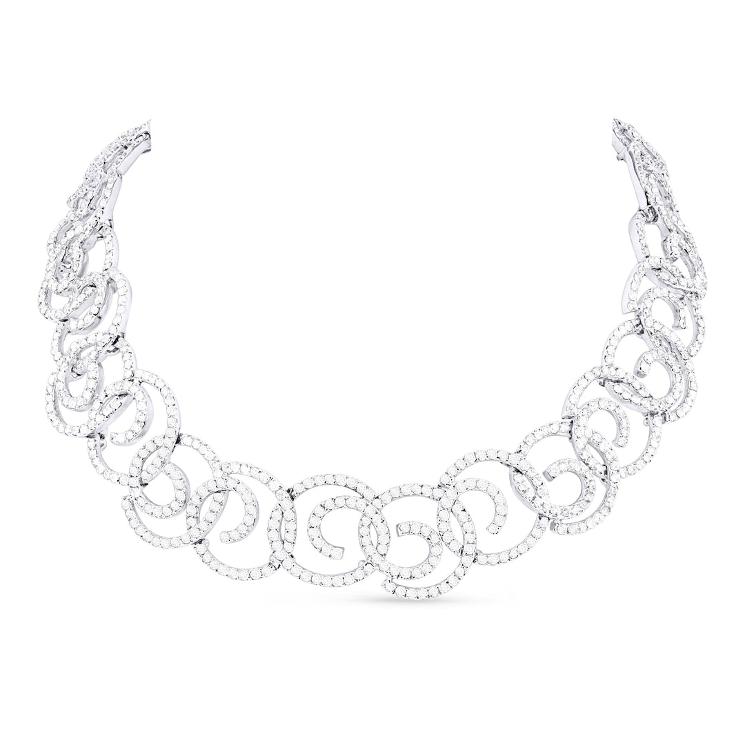 Beautiful Hand Crafted 18K White Gold White Diamond Aspen Collection Necklace