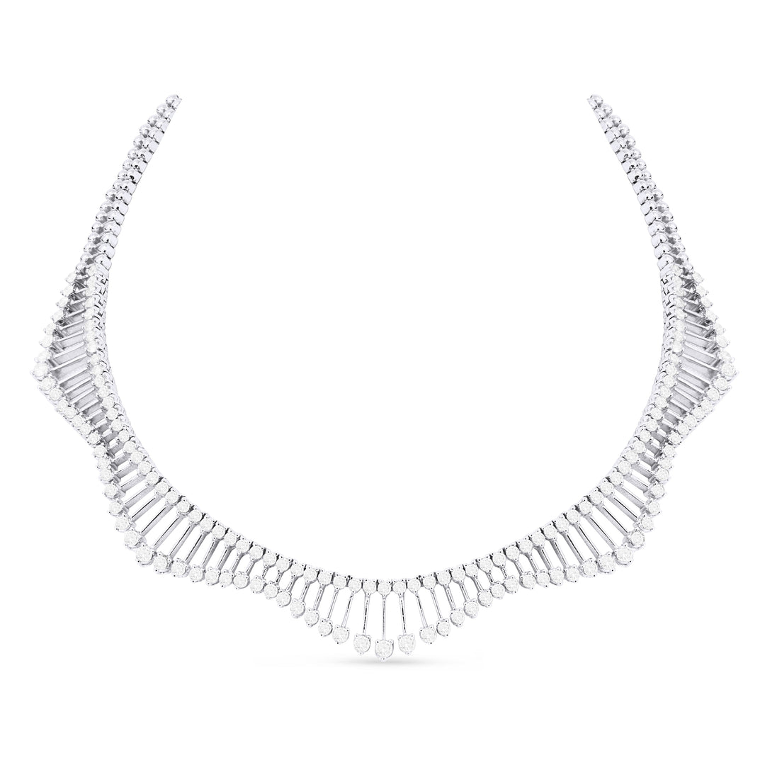 Beautiful Hand Crafted 18K White Gold White Diamond Aspen Collection Necklace