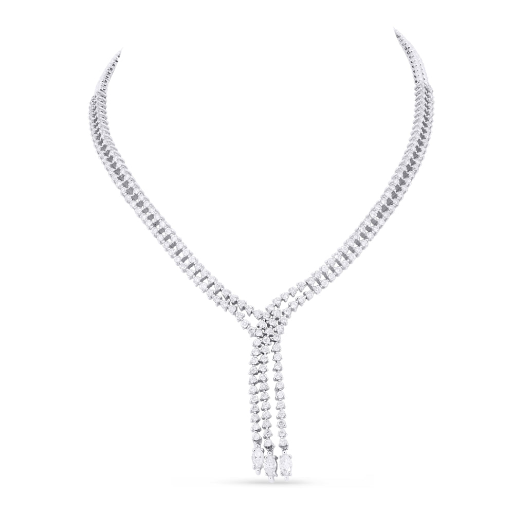Beautiful Hand Crafted 18K White Gold White Diamond Aspen Collection Necklace