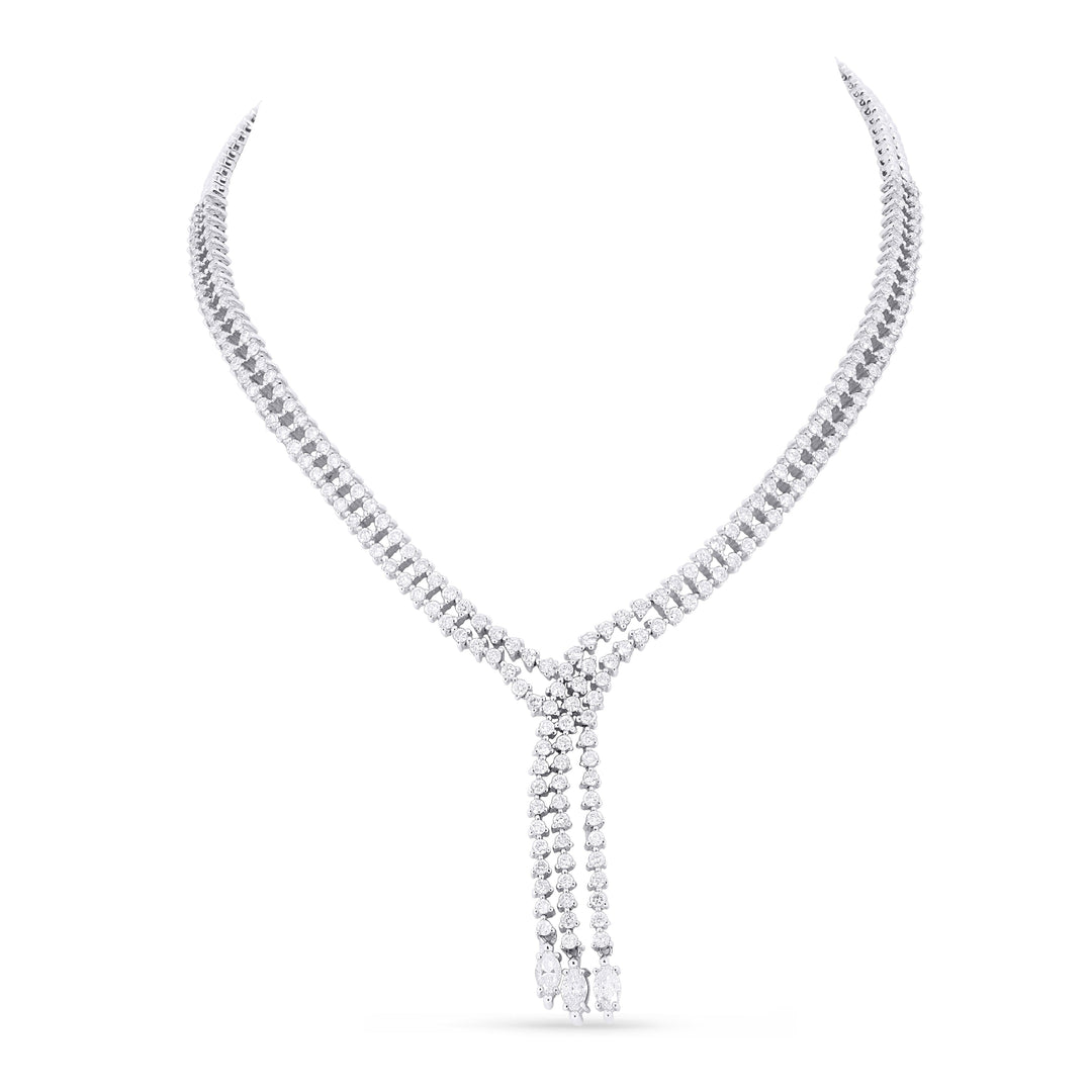 Beautiful Hand Crafted 18K White Gold White Diamond Aspen Collection Necklace