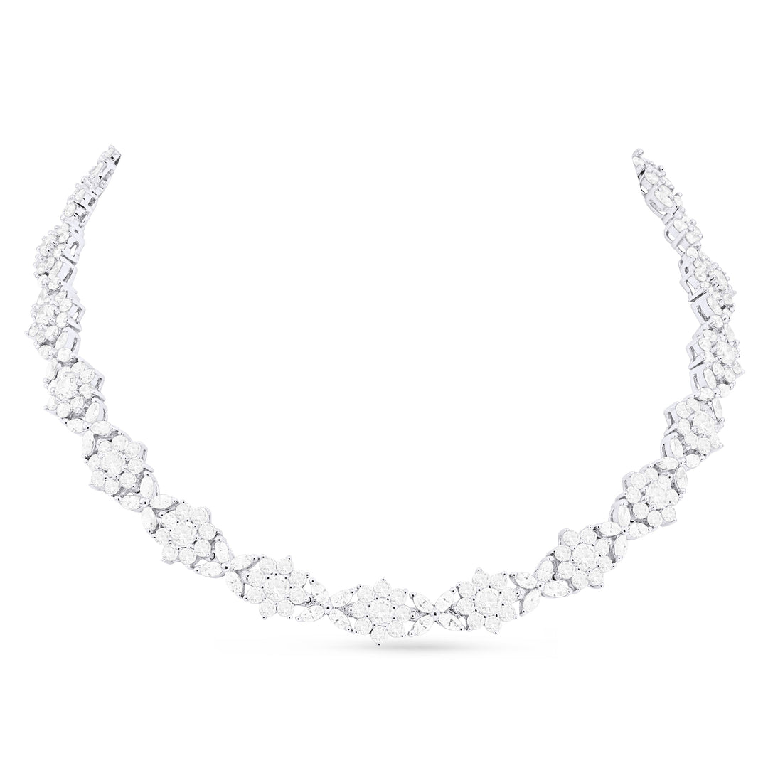 Beautiful Hand Crafted 18K White Gold White Diamond Aspen Collection Necklace