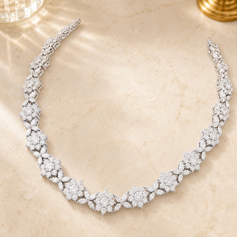 DN2402 - 18K White Gold Diamond Cocktail Necklace
