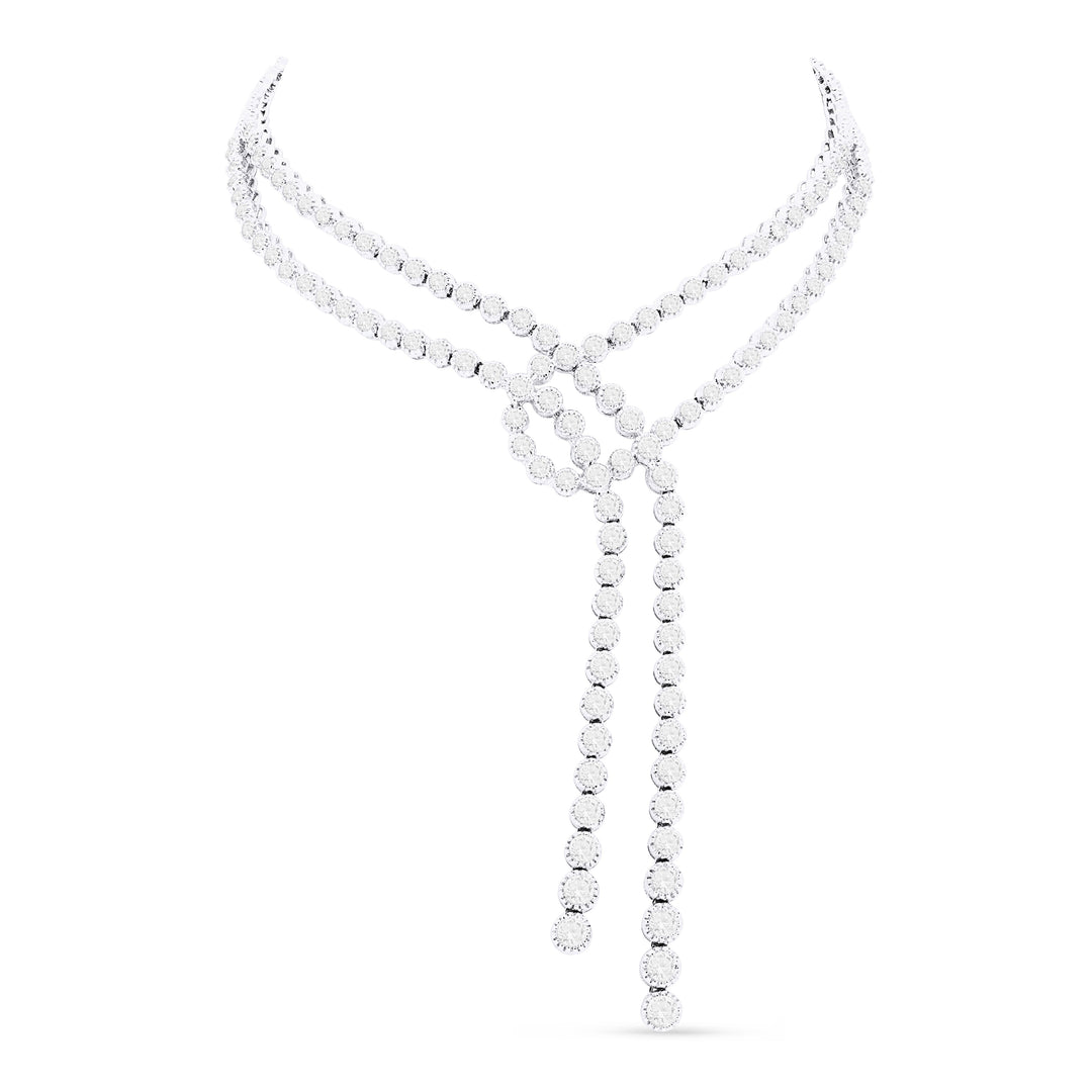 Beautiful Hand Crafted 18K White Gold White Diamond Aspen Collection Necklace