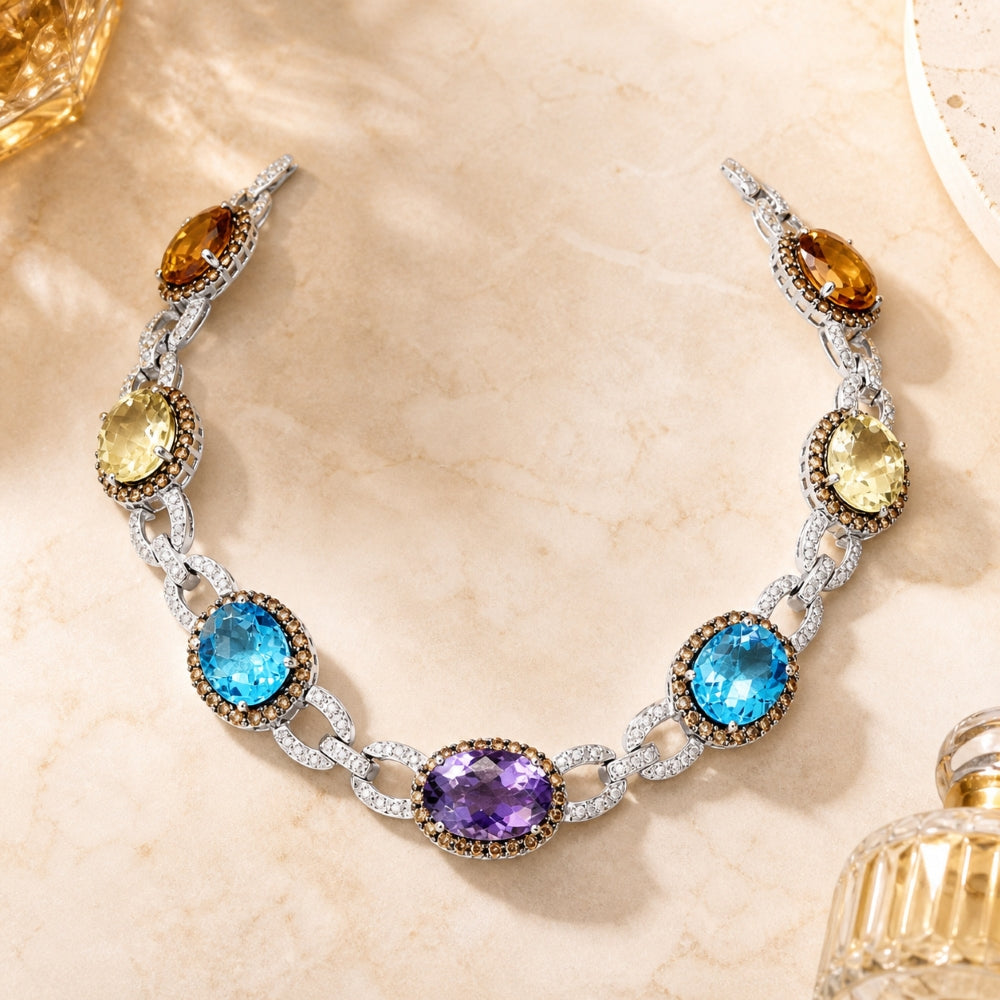 DN2479 - 14K Yellow Gold Sapphire Cocktail Necklace
