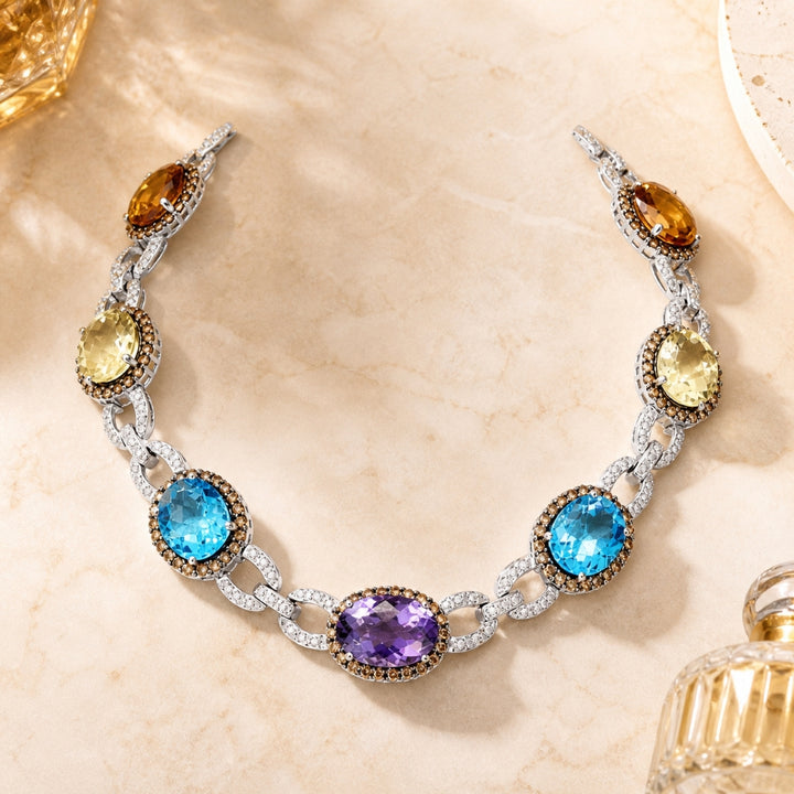DN2479 - 14K Yellow Gold Sapphire Cocktail Necklace