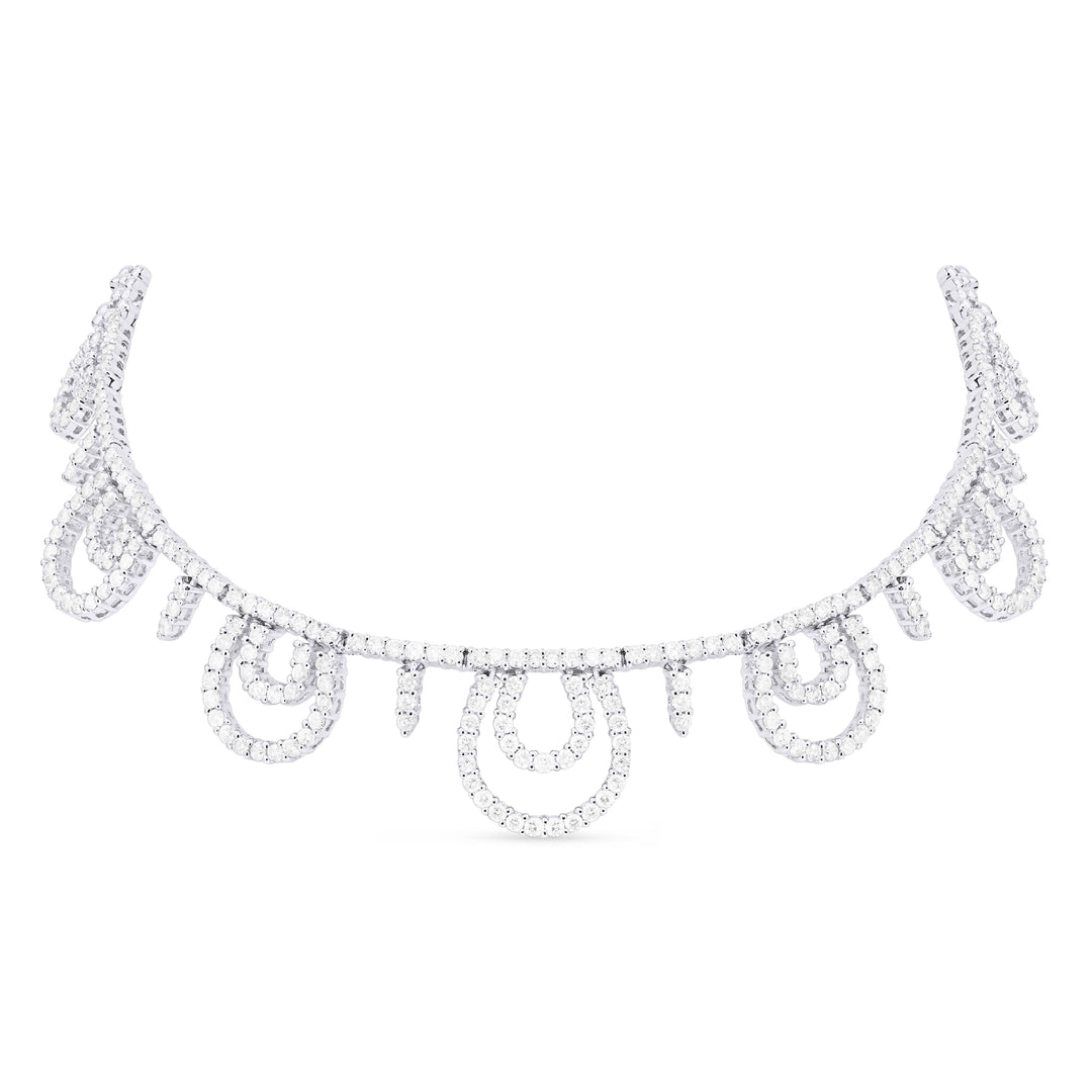 Beautiful Hand Crafted 14K White Gold White Diamond Aspen Collection Necklace