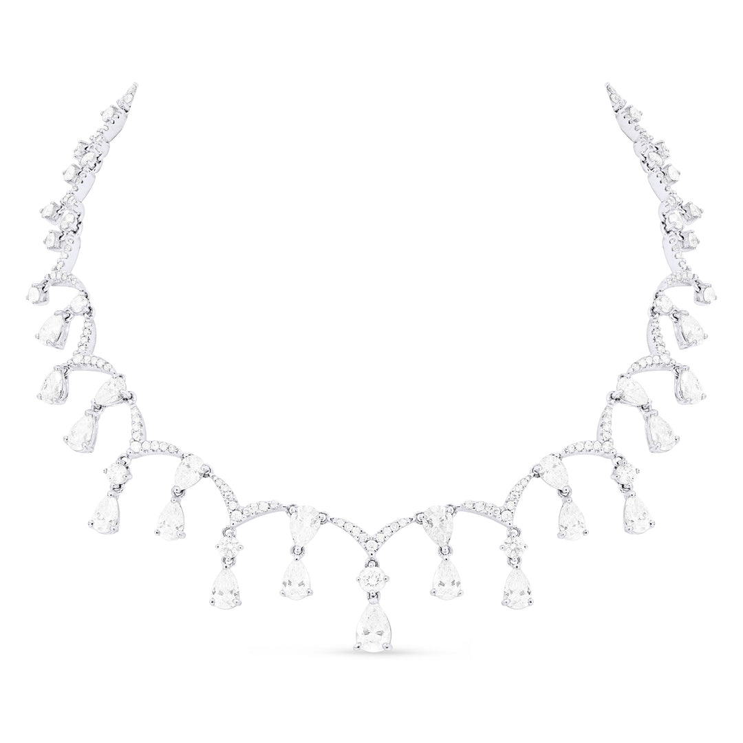Beautiful Hand Crafted 18K White Gold White Diamond Aspen Collection Necklace