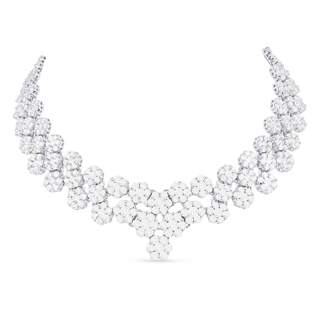 Beautiful Hand Crafted 18K White Gold White Diamond Aspen Collection Necklace