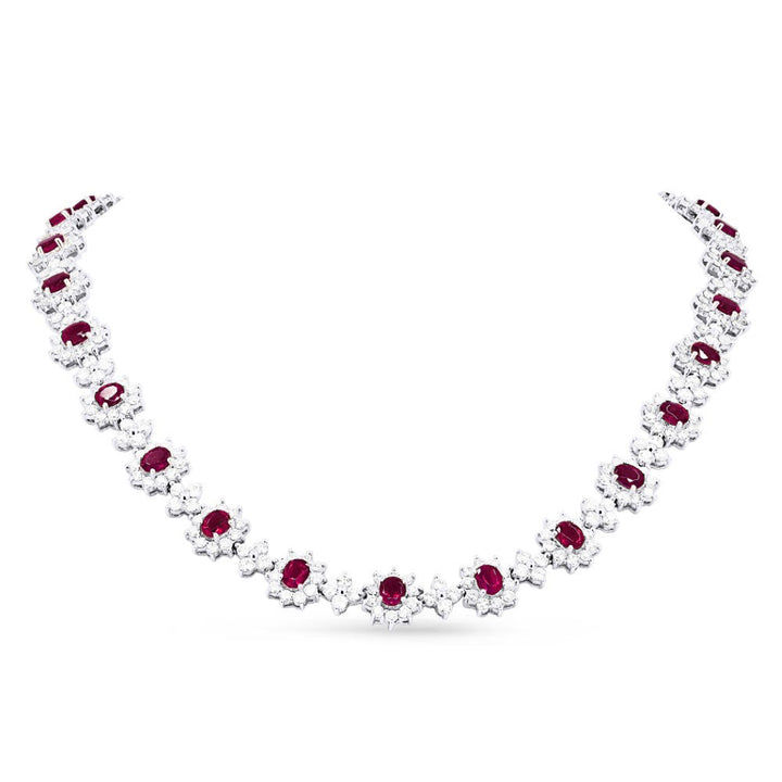 Beautiful Hand Crafted 18K White Gold  Ruby And Diamond Arianna Collection Necklace