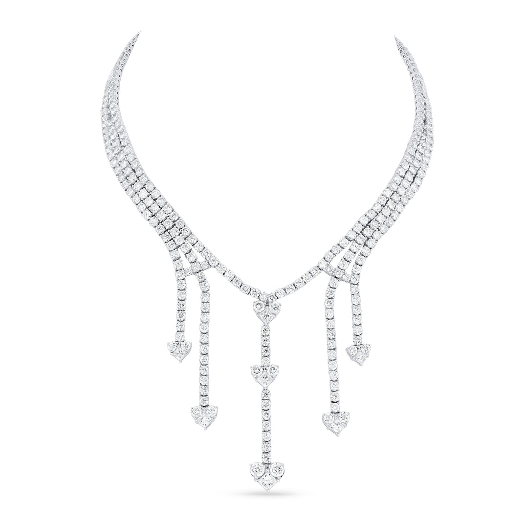 Beautiful Hand Crafted 18K White Gold White Diamond Aspen Collection Necklace