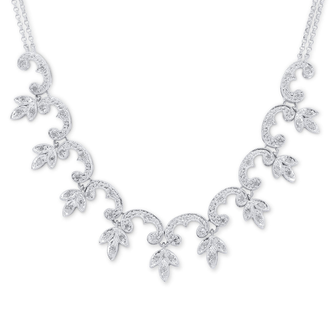 Beautiful Hand Crafted 14K White Gold White Diamond Milano Collection Necklace