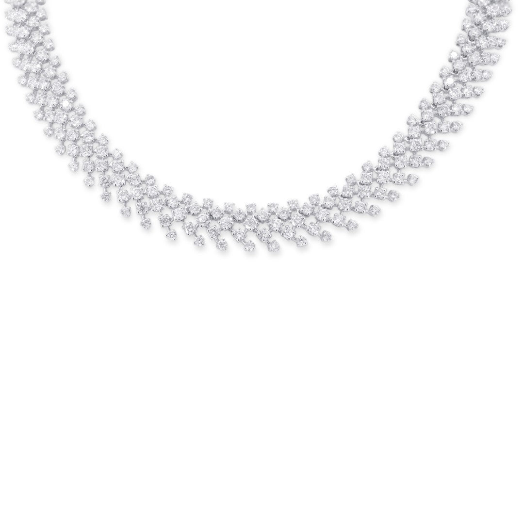 Beautiful Hand Crafted 18K White Gold White Diamond Aspen Collection Necklace