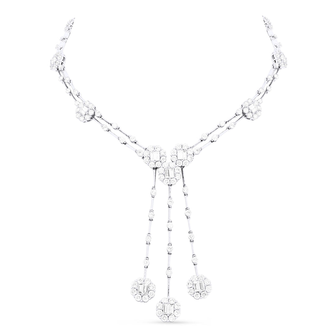 Beautiful Hand Crafted 18K White Gold White Diamond Aspen Collection Necklace