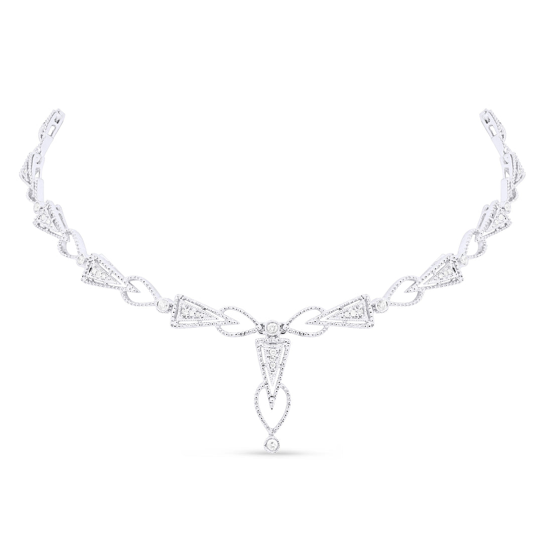 Beautiful Hand Crafted 14K White Gold White Diamond Aspen Collection Necklace