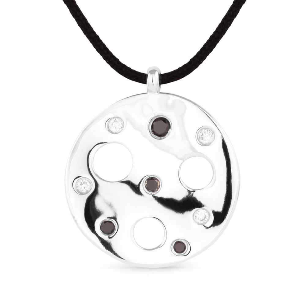 Beautiful Hand Crafted 14K White Gold  Black Diamond And Diamond Eclectica Collection Pendant