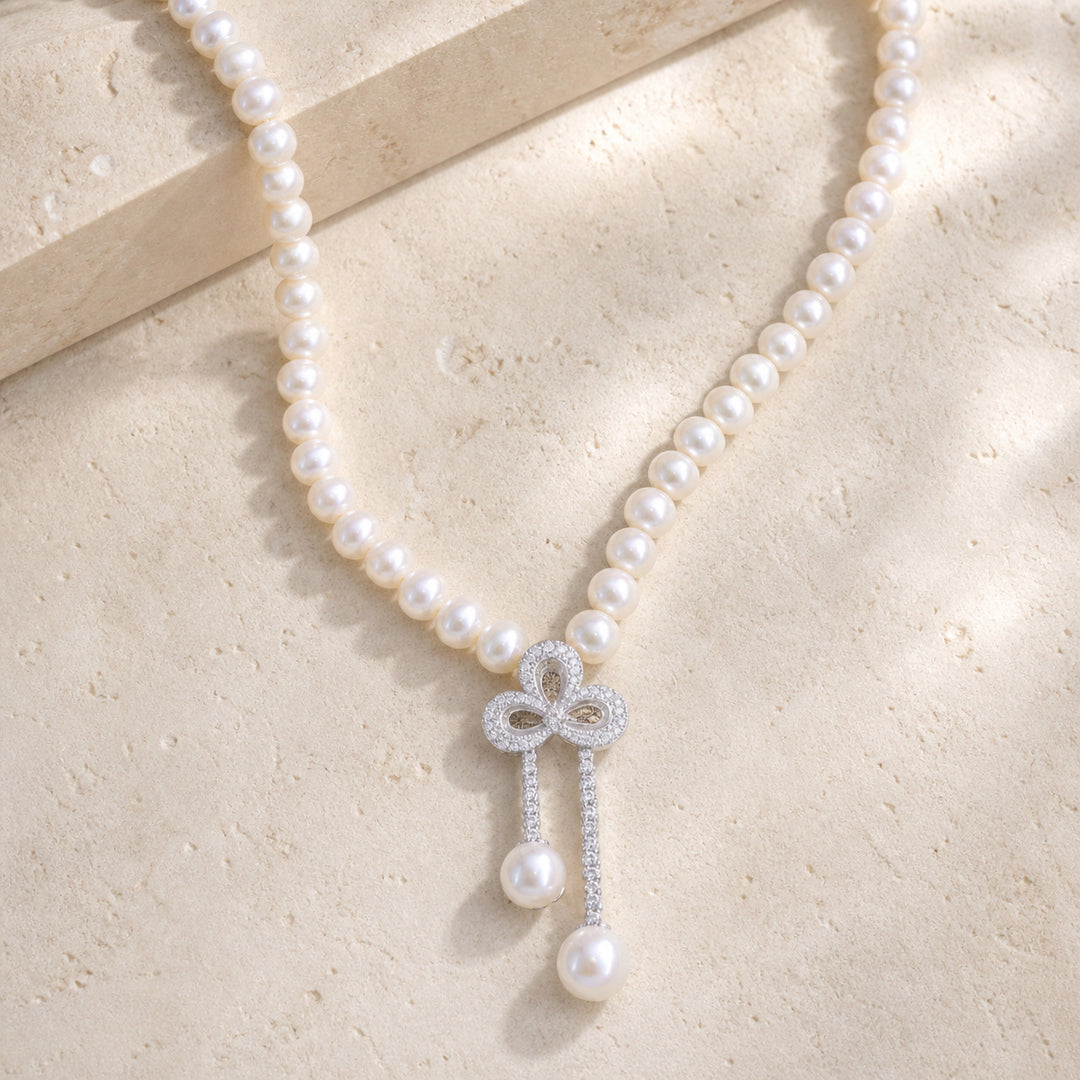 DN3530 - 14K White Gold Pearl Necklace