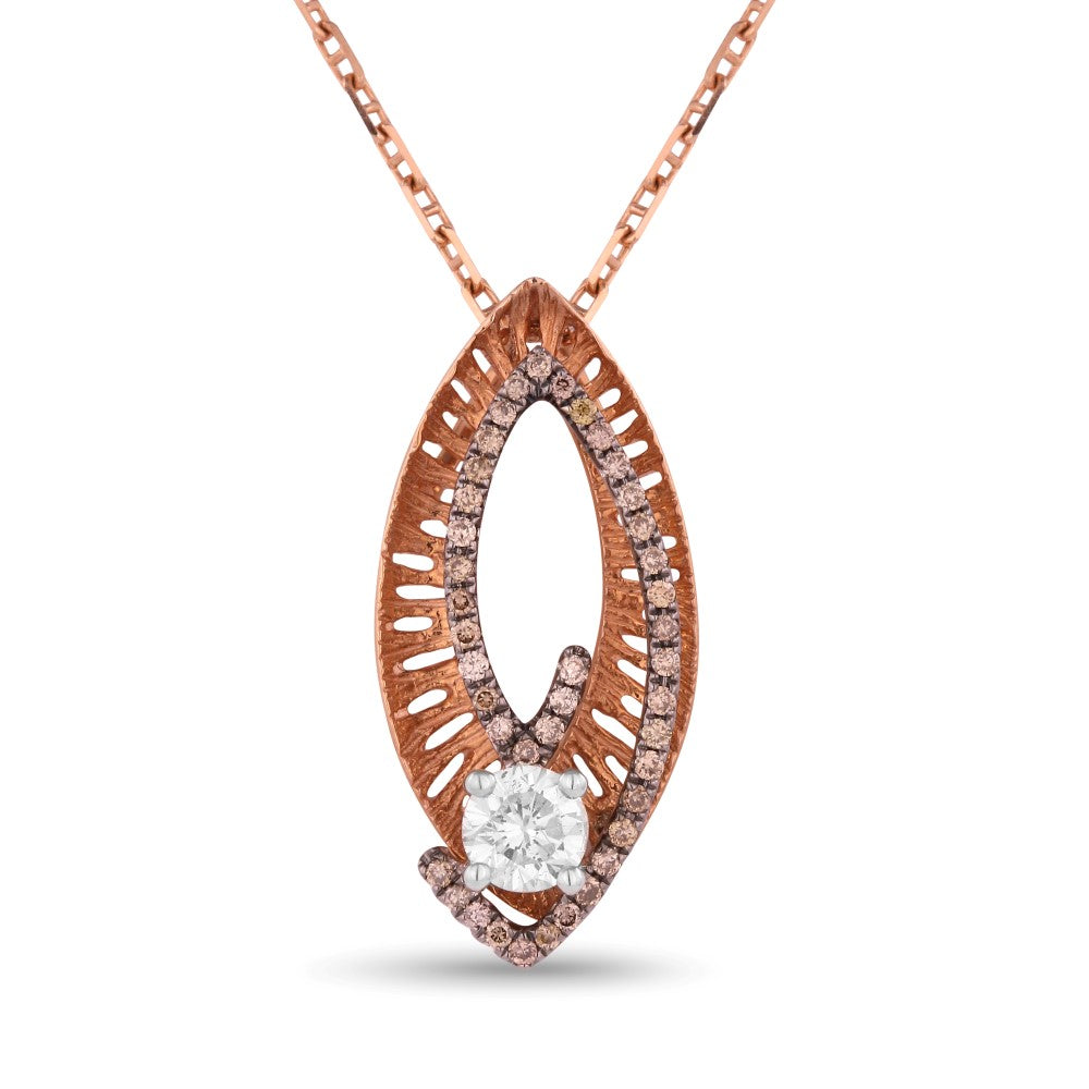 Beautiful Hand Crafted 14K Rose Gold  Brown Diamond And Diamond Eclectica Collection Pendant