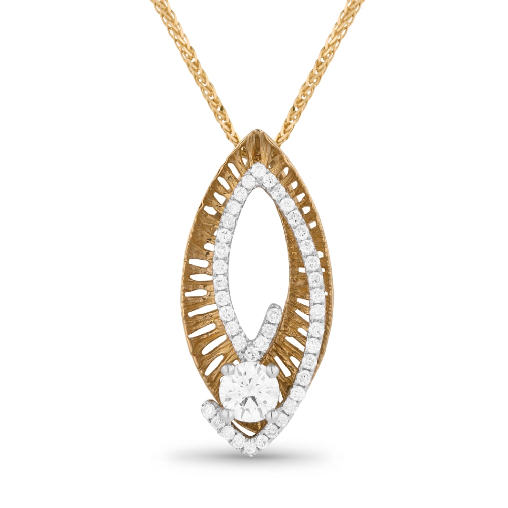 Beautiful Hand Crafted 14K Yellow Gold White Diamond Eclectica Collection Pendant