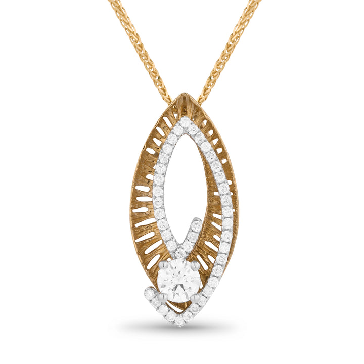 Beautiful Hand Crafted 14K Yellow Gold White Diamond Eclectica Collection Pendant