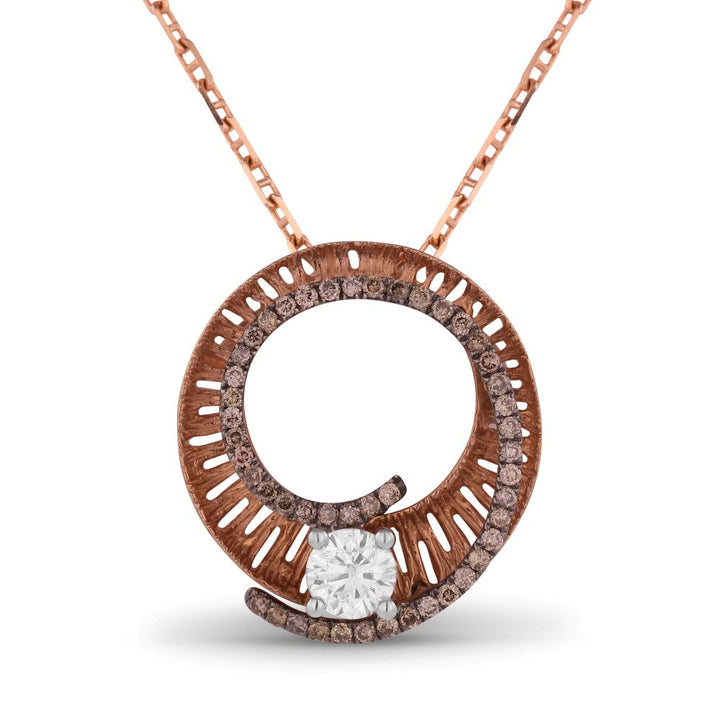 Beautiful Hand Crafted 14K Rose Gold  Brown Diamond And Diamond Eclectica Collection Pendant