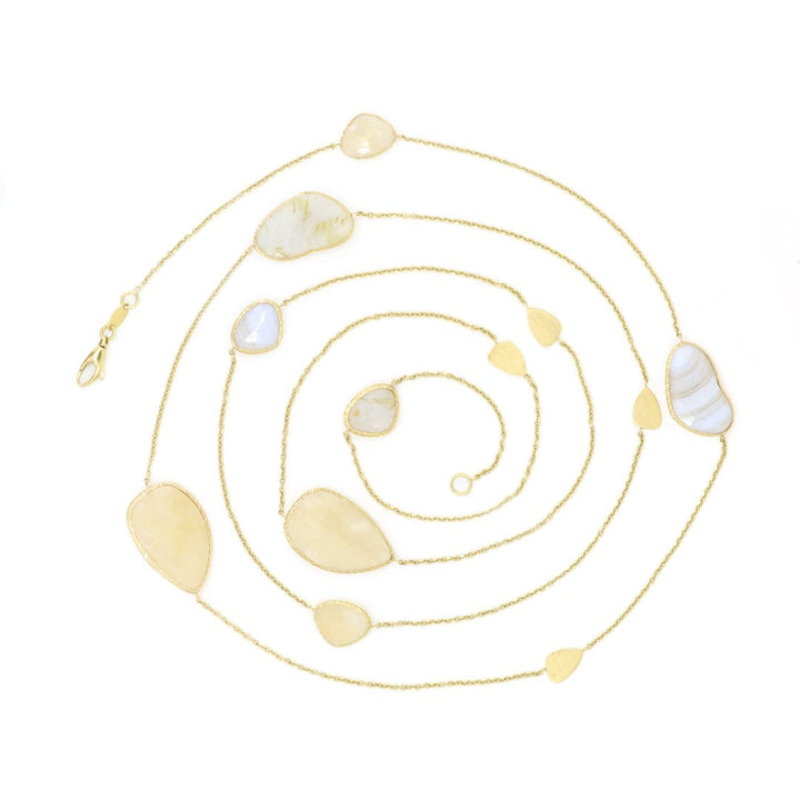 Beautiful Hand Crafted 14K Yellow Gold  Aragonite And Diamond Eclectica Collection Necklace