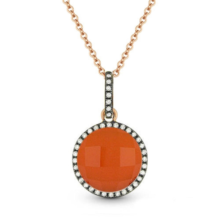 Madison L 14K Rose Gold Red Agate Pendant - style DN4036