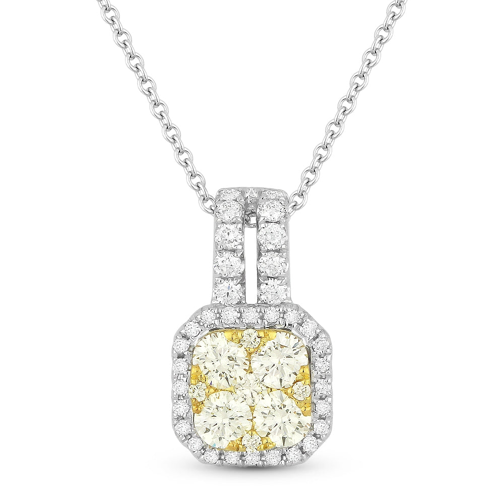Beautiful Hand Crafted 18K White Gold  Yellow Diamond And Diamond Lumina Collection Pendant