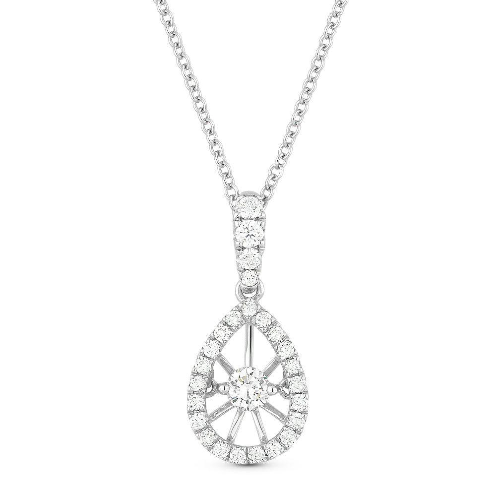 Beautiful Hand Crafted 14K White Gold White Diamond Lumina Collection Pendant