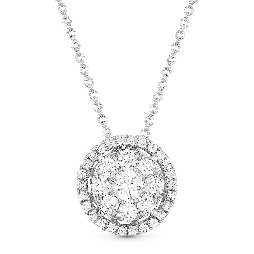 Beautiful Hand Crafted 14K White Gold White Diamond Lumina Collection Pendant