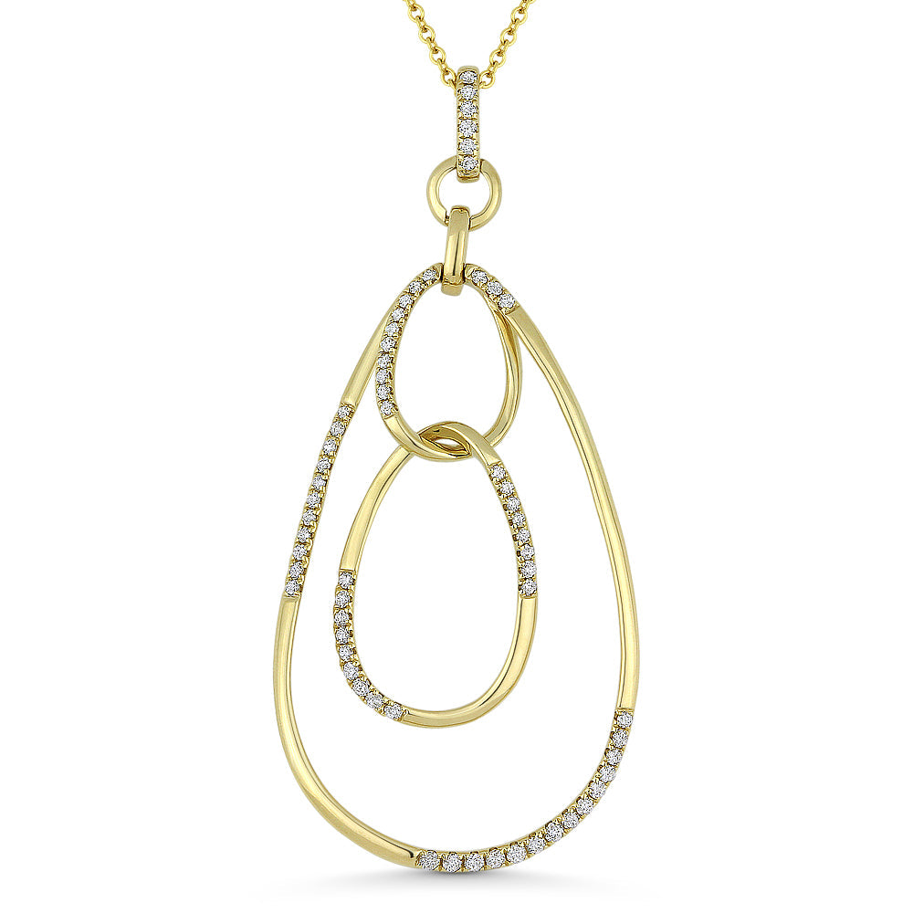 Beautiful Hand Crafted 14K Yellow Gold White Diamond Milano Collection Pendant