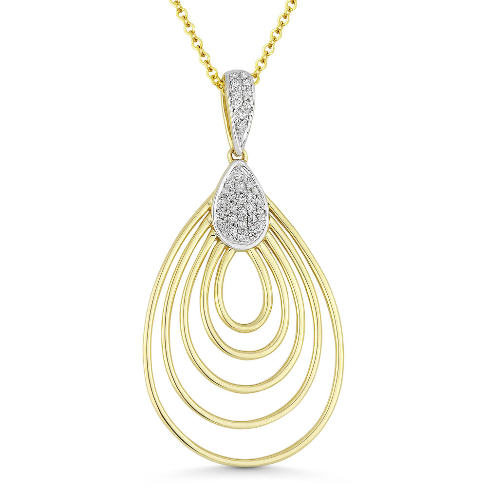 Beautiful Hand Crafted 14K Two Tone Gold White Diamond Milano Collection Pendant