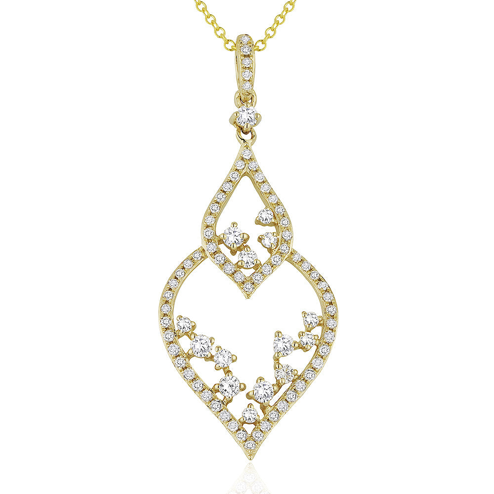 Beautiful Hand Crafted 14K Yellow Gold White Diamond Milano Collection Pendant