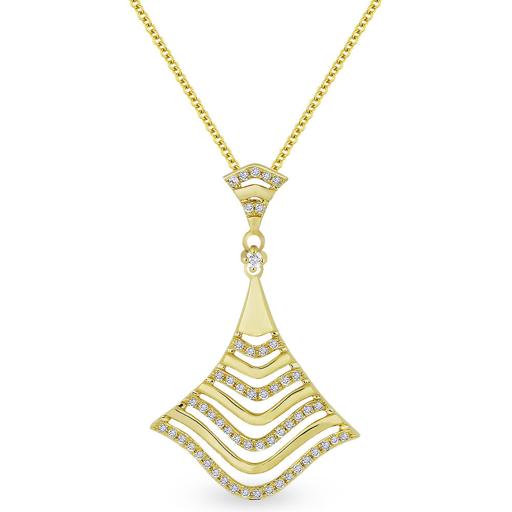Beautiful Hand Crafted 14K Yellow Gold White Diamond Milano Collection Pendant