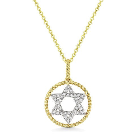 Beautiful Hand Crafted 14K Yellow Gold White Diamond Religious Collection Pendant