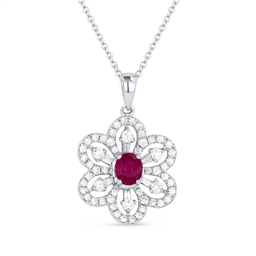 Beautiful Hand Crafted 18K White Gold  Ruby And Diamond Arianna Collection Pendant