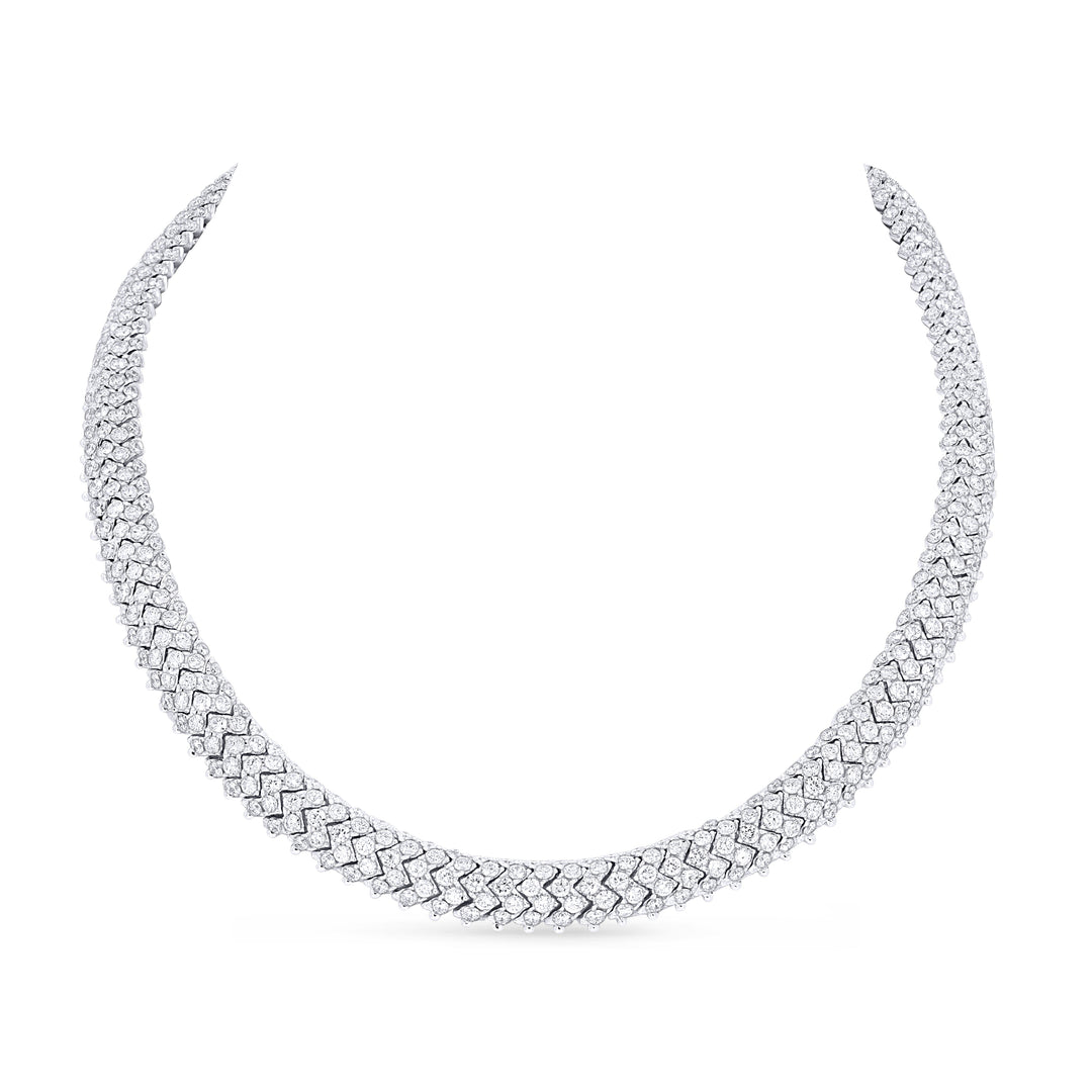 Beautiful Hand Crafted 18K White Gold White Diamond Aspen Collection Necklace