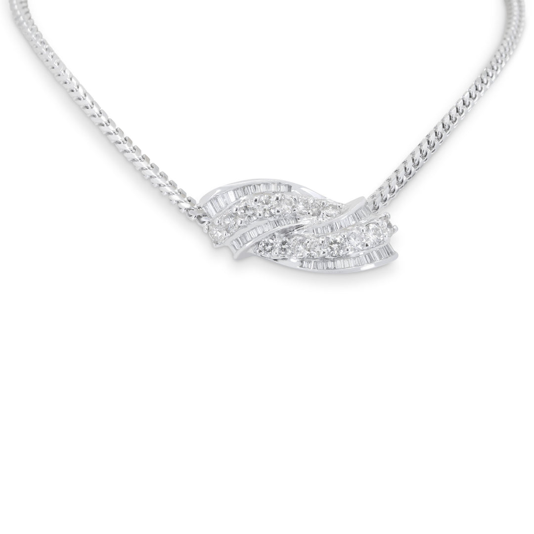Beautiful Hand Crafted 14K White Gold White Diamond Lumina Collection Necklace