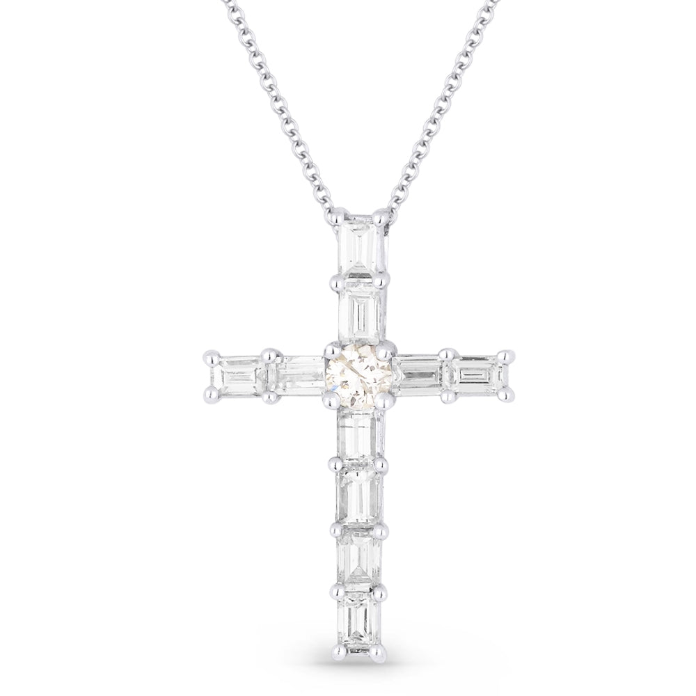 Beautiful Hand Crafted 18K White Gold White Diamond Religious Collection Necklace