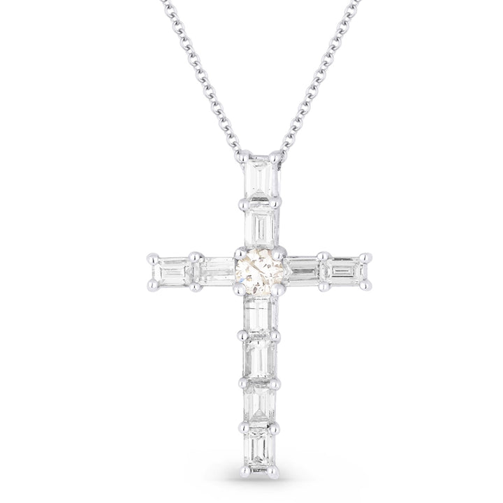 Madison L 18K White Gold Diamond Crucifix Cross Necklace - style DP2398
