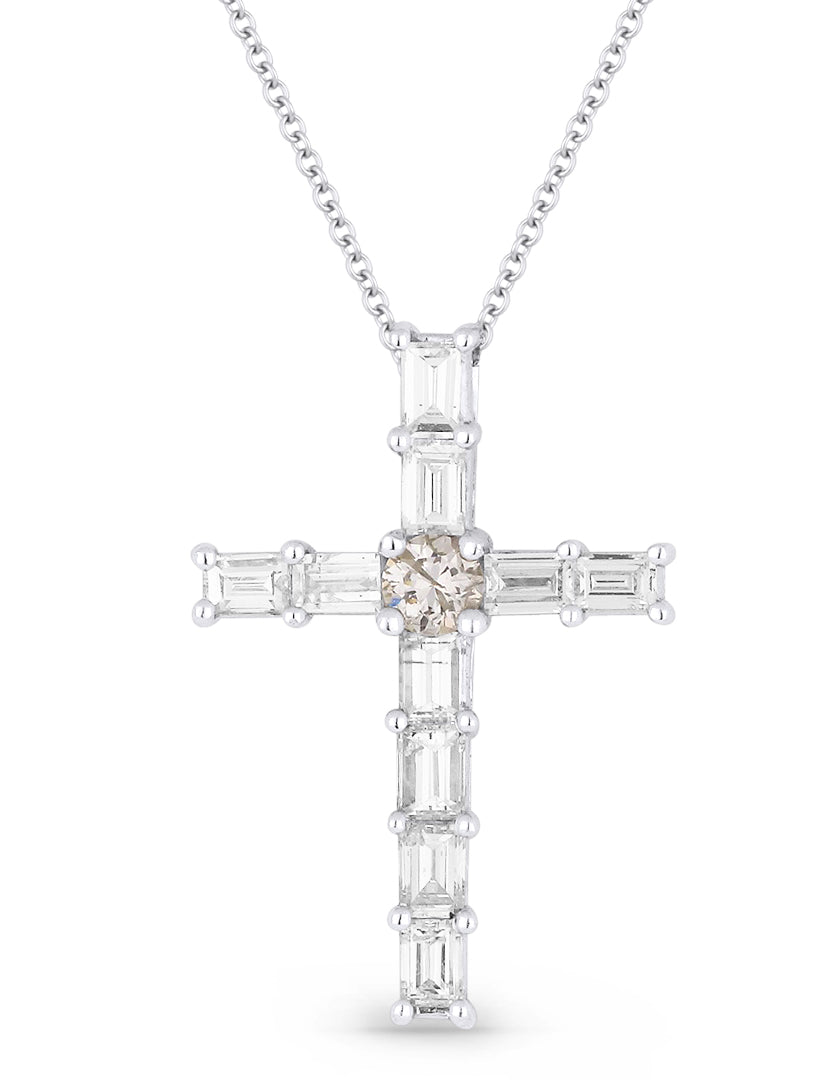 Beautiful Hand Crafted 18K White Gold White Diamond Religious Collection Necklace