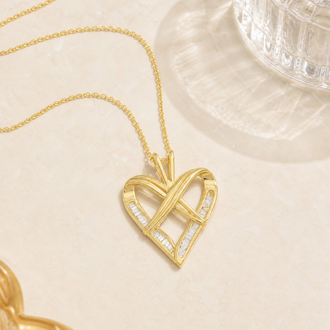 DP3014 - 14K Yellow Gold Diamond Heart Pendant