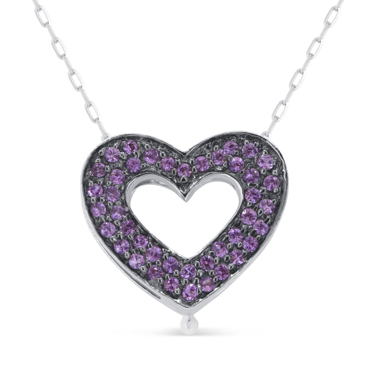 Madison L 14K White Gold Pink Sapphire Heart Pendant - style DP3591