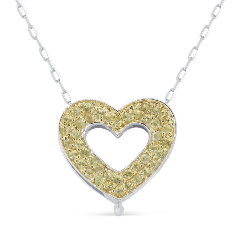 Beautiful Hand Crafted 14K White Gold  Yellow Sapphire And Diamond Eclectica Collection Pendant